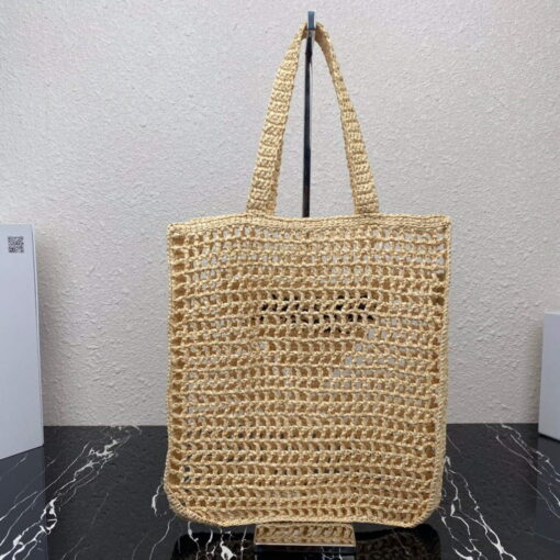 Replica Prada 1BG393 Raffia tote bag Apricot 2