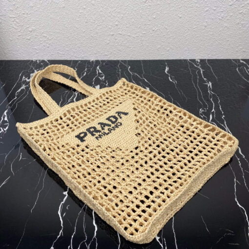 Replica Prada 1BG393 Raffia tote bag Apricot 3