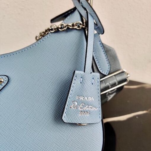 Replica Prada 1BH204 Prada Re-Edition 2005 Saffiano leather Bag in Light Blue 4