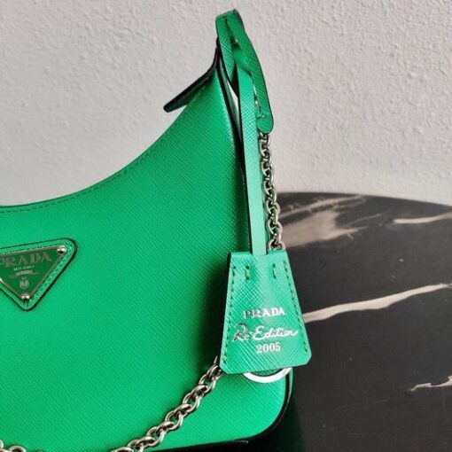 Replica Prada 1BH204 Prada Re-Edition 2005 Saffiano leather Bag in Green 5