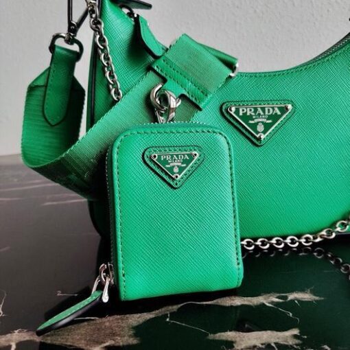 Replica Prada 1BH204 Prada Re-Edition 2005 Saffiano leather Bag in Green 7