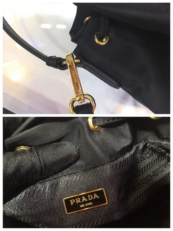 Replica Prada 1BH097 Bucket Jacquard Logo Convertible Medium black 7