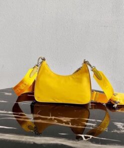 Replica Prada 1BH204 Prada Re-Edition 2005 Nylon Bag Yellow 2