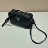 Replica Prada Leather bag with shoulder strap 1BH082 Black