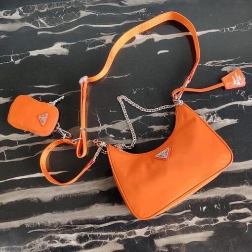 Replica Prada 1BH204 Prada Re-Edition 2005 Nylon Bag Orange 7