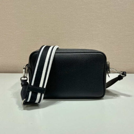 Replica Prada Leather bag with shoulder strap 1BH082 Black 3