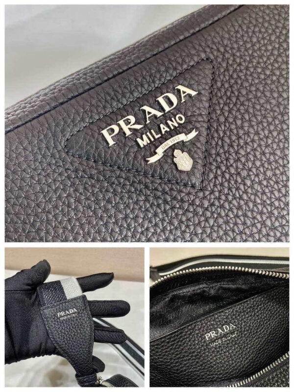 Replica Prada Leather bag with shoulder strap 1BH082 Black 8