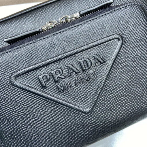 Replica Prada 2VH152 Saffiano leather shoulder bag Black 3