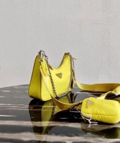 Replica Prada 1BH204 Prada Re-Edition 2005 Nylon Bag Light Yellow