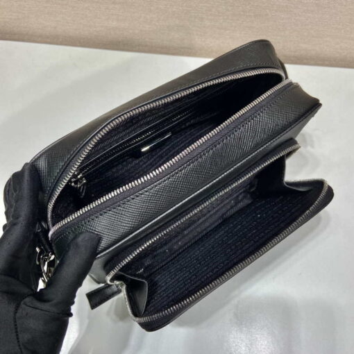 Replica Prada 2VH152 Saffiano leather shoulder bag Black 7