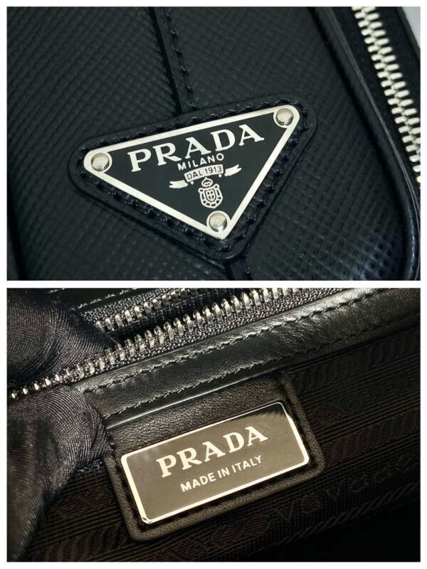 Replica Prada 2VH152 Saffiano leather shoulder bag Black 8