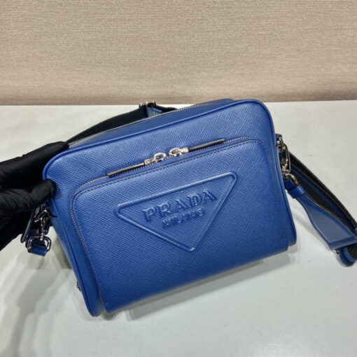 Replica Prada 2VH152 Saffiano leather shoulder bag Blue 2