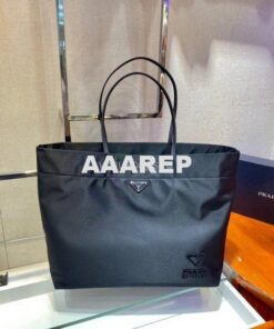 Replica Prada 1BG107 Re Nylon Medium Tote Bag Black