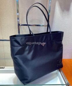 Replica Prada 1BG107 Re Nylon Medium Tote Bag Black 2