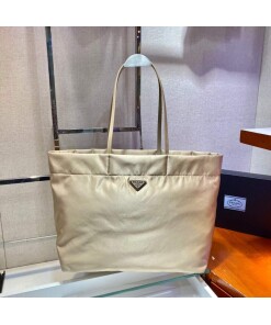 Replica Prada 1BG107 Re Nylon Medium Tote Bag Apricot