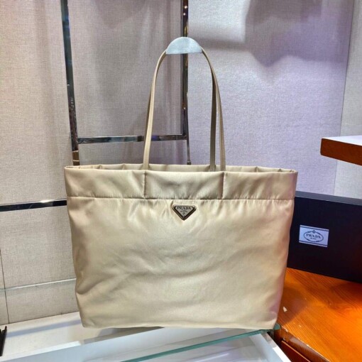 Replica Prada 1BG107 Re Nylon Medium Tote Bag Apricot