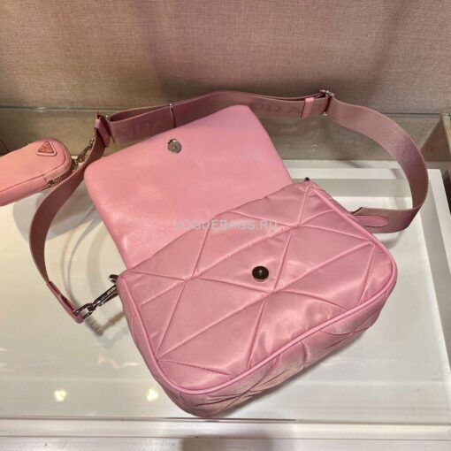 Replica Prada 1BD292 Prada Three In One Nylon Shoulder Bag Pink 5