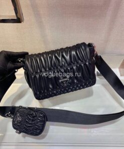 Replica Prada 1BD289 Gaufre Nappa Leather Shoulder Bag Black