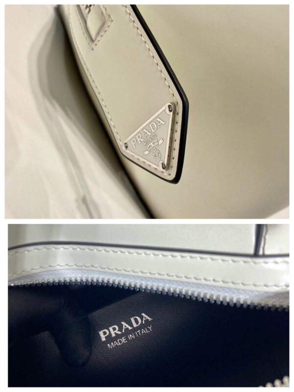 Replica Prada 1BA366 Small brushed leather Prada Supernova handbag White 8