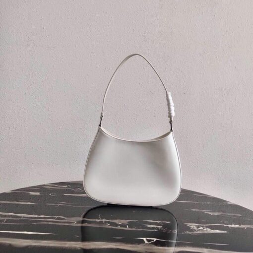 Replica Prada 1BC499 Prada Cleo Brushed Leather Shoulder Bag in White 2