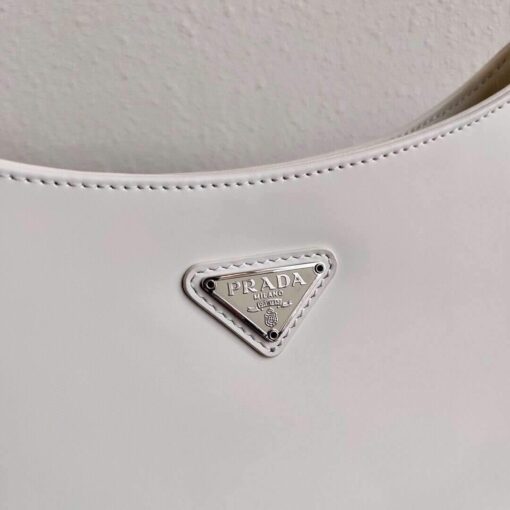 Replica Prada 1BC499 Prada Cleo Brushed Leather Shoulder Bag in White 4