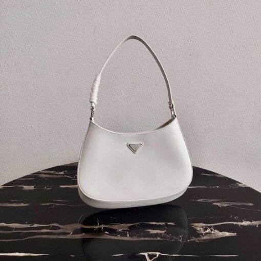 Replica Prada 1BC499 Prada Cleo Brushed Leather Shoulder Bag in White 6