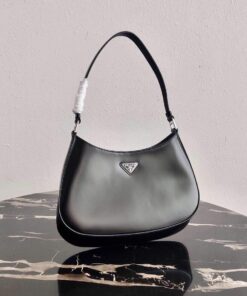 Replica Prada 1BC499 Prada Cleo Brushed Leather Shoulder Bag in Black 2