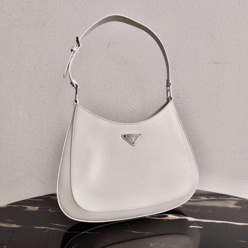 Replica Prada 1BC156 Prada Cleo Brushed Leather Shoulder Bag White 6