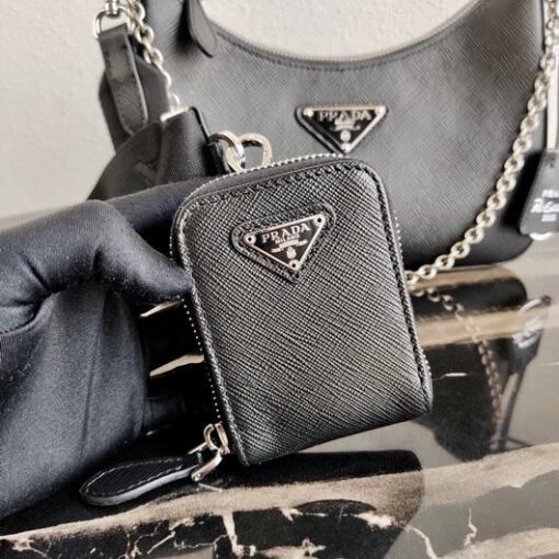 Replica Prada 1BH204 Prada Re-Edition 2005 Saffiano leather Bag in Black Silver 6