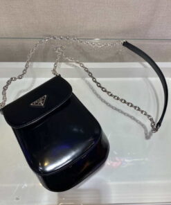 Replica Prada 1BH185 Mini Cleo BRUSHED Leather Black