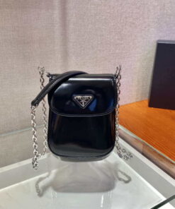 Replica Prada 1BH185 Mini Cleo BRUSHED Leather Black 2