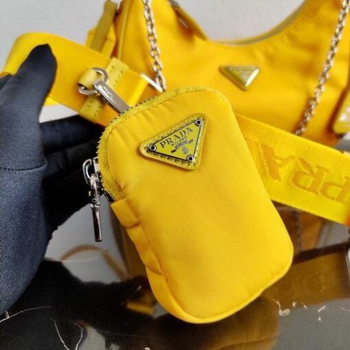 Replica Prada 1BH204 Prada Re-Edition 2005 Nylon Bag Yellow 6