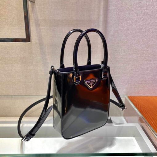 Replica Prada 1BA331 Small Brushed Leather Tote Black 4