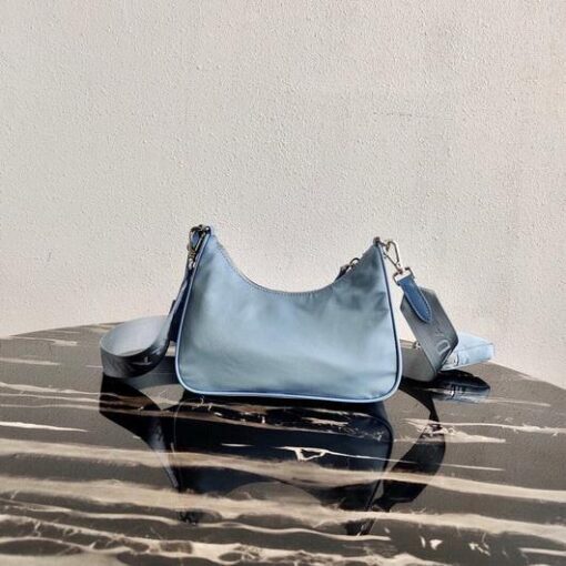 Replica Prada 1BH204 Prada Re-Edition 2005 Nylon Bag Light Blue 2