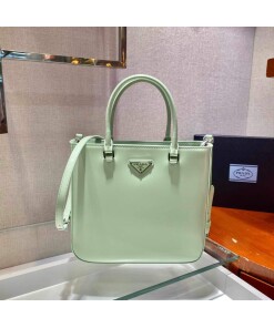 Replica Prada 1BA330 Brushed Leather Tote Bag Light Green