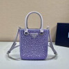 Replica Prada 1BA331 Small satin tote bag with crystals White 8