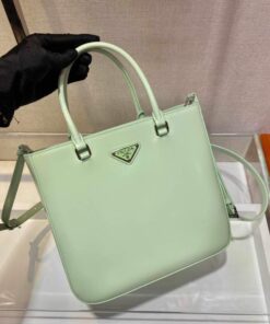 Replica Prada 1BA330 Brushed Leather Tote Bag Light Green 2