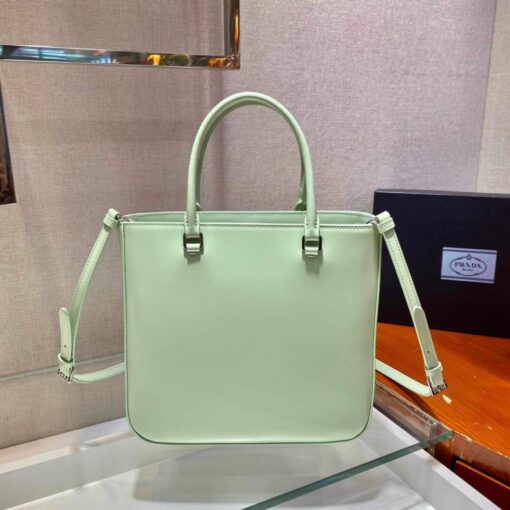 Replica Prada 1BA330 Brushed Leather Tote Bag Light Green 3