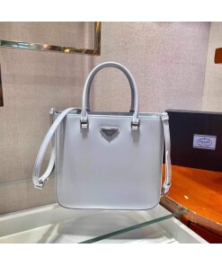 Replica Prada 1BA330 Brushed Leather Tote Bag Light Blue