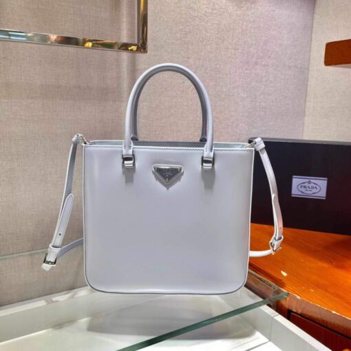 Replica Prada 1BA330 Brushed Leather Tote Bag Light Blue 2