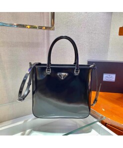 Replica Prada 1BA330 Brushed Leather Tote Bag Black