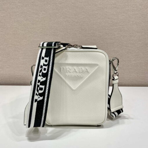 Replica Prada 2VH154 Saffiano leather shoulder bag White 4