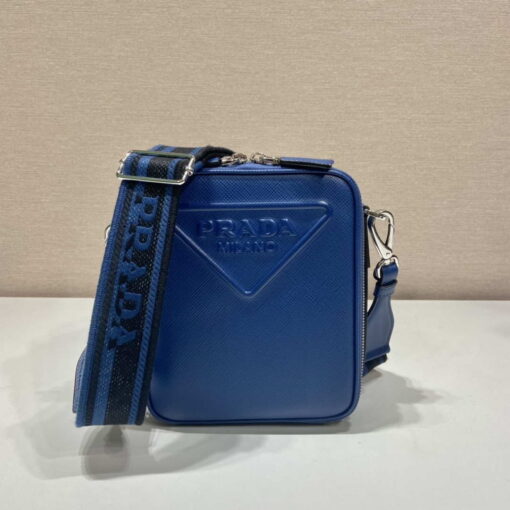 Replica Prada 2VH154 Saffiano leather shoulder bag Blue