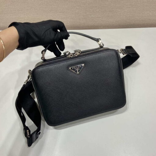 Replica Prada 2VH069 Brique Saffiano leather bag Black 2