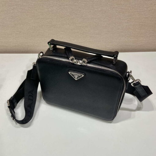 Replica Prada 2VH069 Brique Saffiano leather bag Black 3