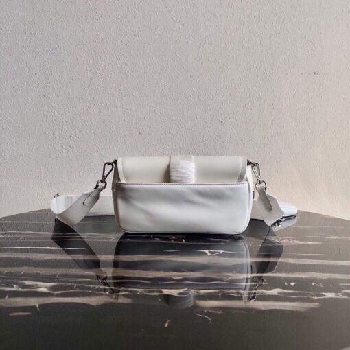 Replica Prada Pocket Nylon and Brushed Leather Bag 1BD295 White 2