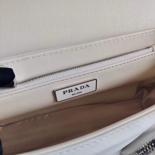 Replica Prada Pocket Nylon and Brushed Leather Bag 1BD295 White 7