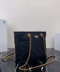 Replica Prada Nylon Vintage Chain Stray Bag 1BD625 Black 2