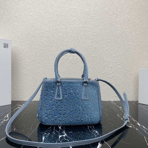 Replica Prada 1BA896 Prada Galleria Saffiano leather small bag Blue 2