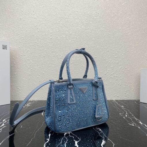 Replica Prada 1BA896 Prada Galleria Saffiano leather small bag Blue 3